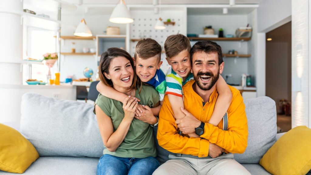 Image of a family enjoying a spacious Airbnb living room