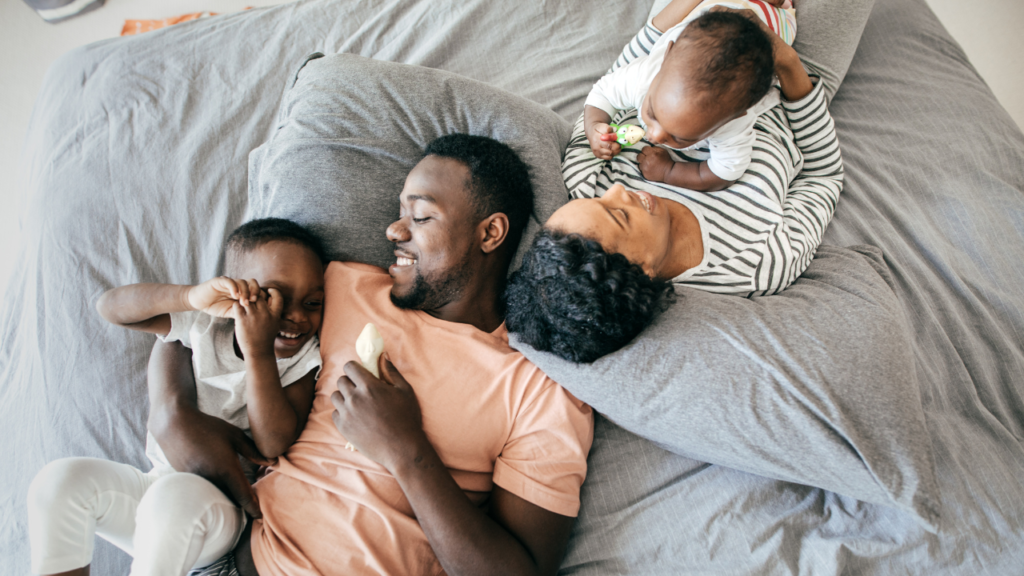 Image of family enjoying quality bedding at an Airbnb